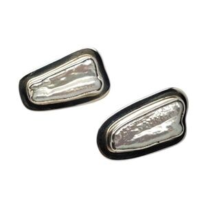 Charles Albert Sterling Silver Biwa Pearl Earrings #20499